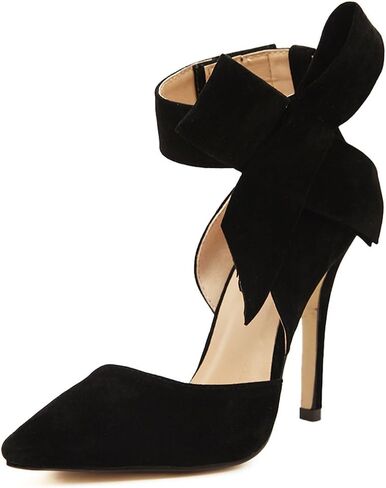 MAIERNISI JESSI Women's Pointy Toe High Heel Stiletto Big Bowknot Pumps in Kuwait