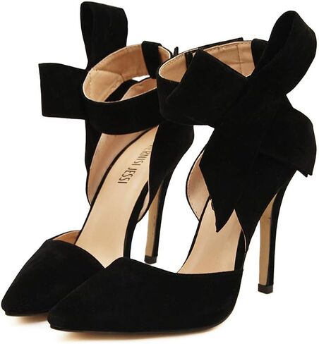 MAIERNISI JESSI Women's Pointy Toe High Heel Stiletto Big Bowknot Pumps in Kuwait