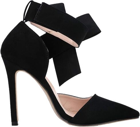 MAIERNISI JESSI Women's Pointy Toe High Heel Stiletto Big Bowknot Pumps in Kuwait
