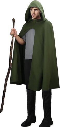 NIHONCOS الكبار عصر النهضة الهوبيت عباءة مقنعين القرون الوسطى هالوين معالج الرأس الأخضر مع غطاء محرك السيارة الساحرة تأثيري حلي in Kuwait