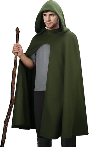 NIHONCOS الكبار عصر النهضة الهوبيت عباءة مقنعين القرون الوسطى هالوين معالج الرأس الأخضر مع غطاء محرك السيارة الساحرة تأثيري حلي in Kuwait