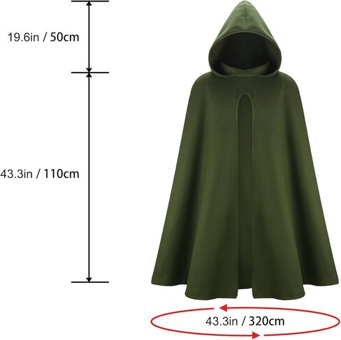NIHONCOS الكبار عصر النهضة الهوبيت عباءة مقنعين القرون الوسطى هالوين معالج الرأس الأخضر مع غطاء محرك السيارة الساحرة تأثيري حلي in Kuwait