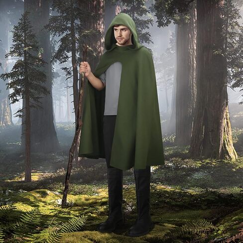 NIHONCOS الكبار عصر النهضة الهوبيت عباءة مقنعين القرون الوسطى هالوين معالج الرأس الأخضر مع غطاء محرك السيارة الساحرة تأثيري حلي in Kuwait