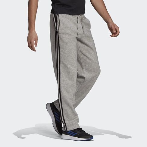 adidas Essentials 3-Stripes Fleece Open Hem Pants Medium Grey Heather LG 30 in Saudi Arabia