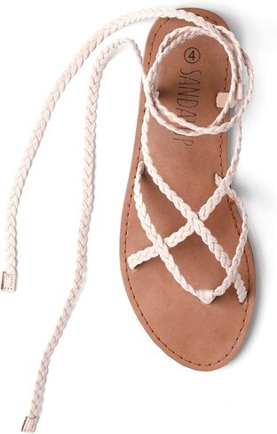 Trary Womens Woven Braided Lace Up Flat Sandals Strappy Gladiator Open Toe Tie Up Ankle Wrap Summer Cute Flats Comfortable Casual Beach Vacation Dressy Walking Shoes in Saudi Arabia