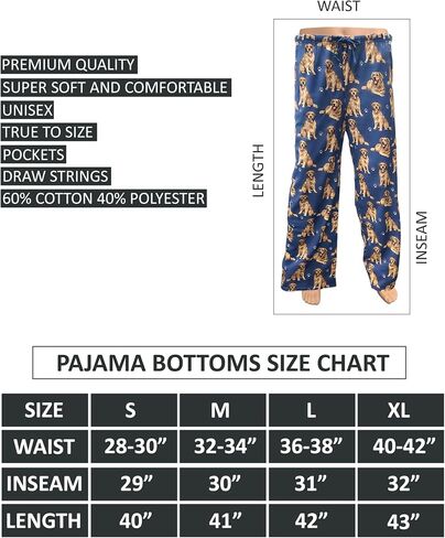 Pet Lover Pajama Pants – New Cotton Blend - All Season - Comfort Fit Lounge Pants for Women and Men - 27 Breeds Available in Kuwait