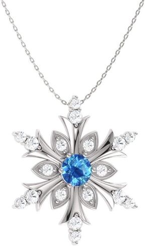 Diamondere Natural and Certified Gemstone and Diamond Snowflake Necklace in 14k Solid Gold | 0.20 Carat Pendant with Chain in Saudi Arabia