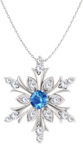Diamondere Natural and Certified Gemstone and Diamond Snowflake Necklace in 14k Solid Gold | 0.20 Carat Pendant with Chain in Saudi Arabia