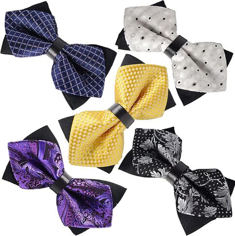 ArBoXiA Sharp-angled Bow Ties for Men,Senior Adjustable Pro-men’s Bow Ties Suitable for Business, Prom , Wedding , Party , Office, Men's Gift,etc.Set of 5 (Multicolors) in Saudi Arabia