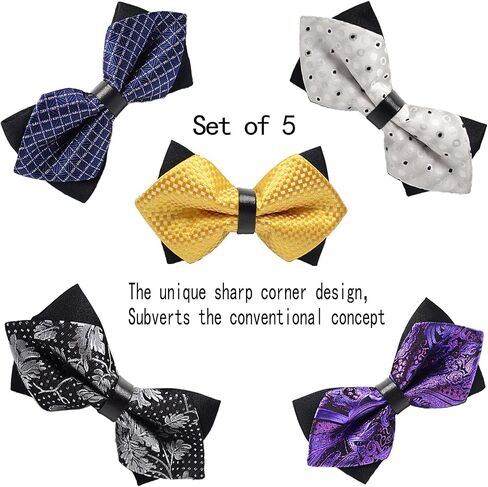 ArBoXiA Sharp-angled Bow Ties for Men,Senior Adjustable Pro-men’s Bow Ties Suitable for Business, Prom , Wedding , Party , Office, Men's Gift,etc.Set of 5 (Multicolors) in Saudi Arabia