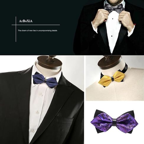 ArBoXiA Sharp-angled Bow Ties for Men,Senior Adjustable Pro-men’s Bow Ties Suitable for Business, Prom , Wedding , Party , Office, Men's Gift,etc.Set of 5 (Multicolors) in Saudi Arabia