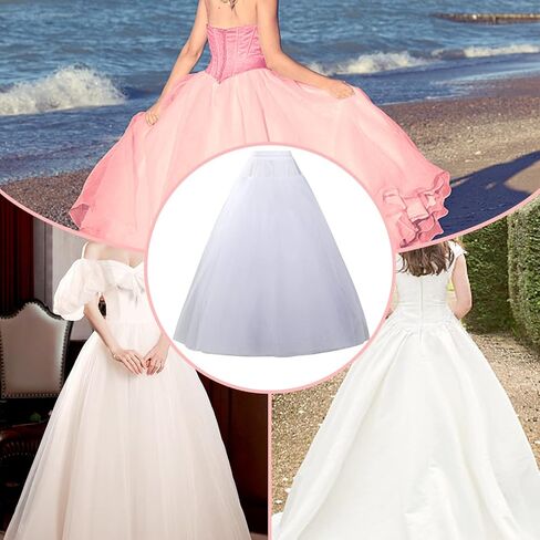 HUBORLOVES 8 Layers Tulle Hoopless Petticoats for Women Crinoline Underskirt Ball Gown Half Slips for Bridal Wedding Dress in Kuwait