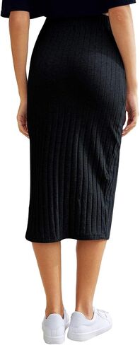GORGLITTER المرأة شق مضلع متماسكة Bodycon تنورة متوسطة الطول الجانب سبليت عالية الخصر طول الركبة التنانير قلم رصاص in Saudi Arabia