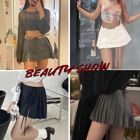 YEFATU تنورة صغيرة بطيات Y2k تنورة الجنية الجرونج تنورة لطيف Preppy تنورة للنساء تنورة منخفضة الخصر in Kuwait