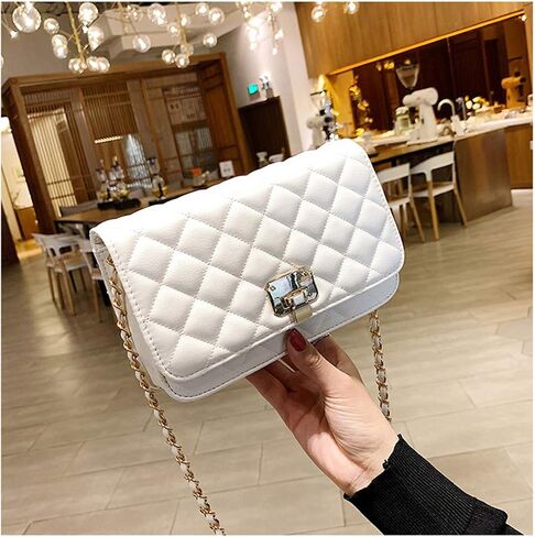 HAKSIM حقيبة كتف جلدية للنساء، حقيبة يد عصرية مبطنة، حقيبة كروس مع حزام سلسلة in Kuwait