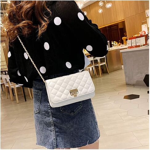 HAKSIM حقيبة كتف جلدية للنساء، حقيبة يد عصرية مبطنة، حقيبة كروس مع حزام سلسلة in Kuwait