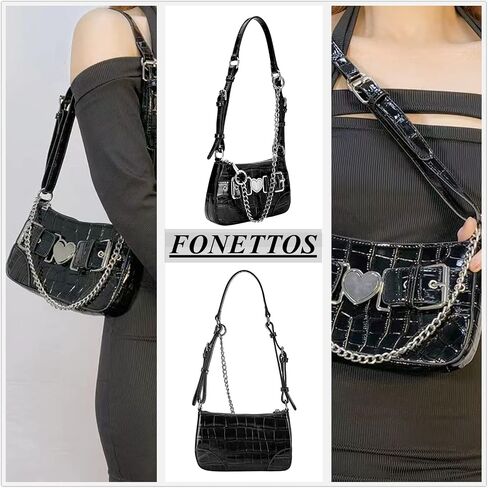 FONETTOS Punk Bag, Sourpuss Gothic Tote Purse Y2K Cool Style Trendy Women Shoulder Bags Rock Fashion Girls Handbag in Kuwait