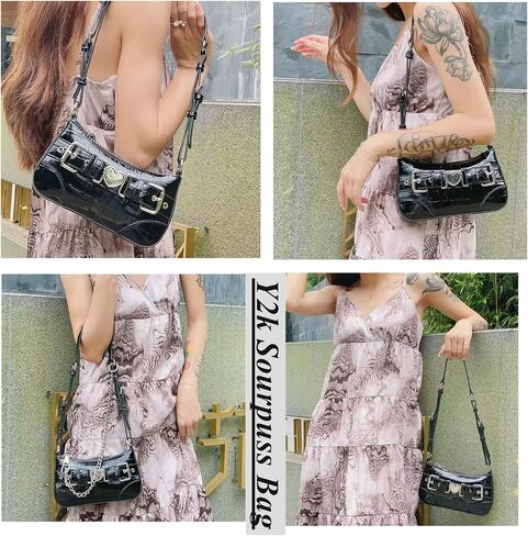 FONETTOS Punk Bag, Sourpuss Gothic Tote Purse Y2K Cool Style Trendy Women Shoulder Bags Rock Fashion Girls Handbag in Kuwait