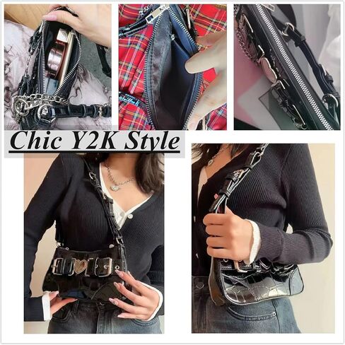 FONETTOS Punk Bag, Sourpuss Gothic Tote Purse Y2K Cool Style Trendy Women Shoulder Bags Rock Fashion Girls Handbag in Kuwait