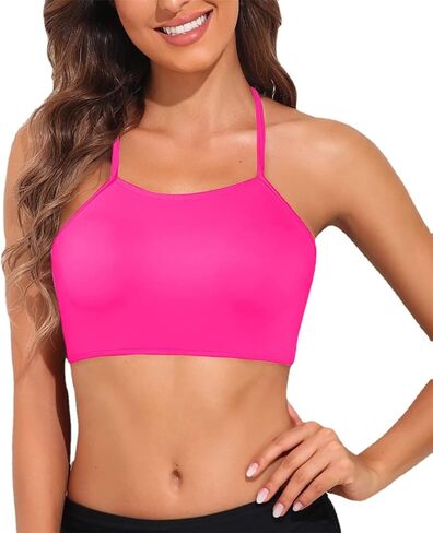 بدلة سباحة نسائية من Balasami برقبة عالية ومبطنة قابلة للإزالة وأربطة متقاطعة من الخلف بدلة استحمام بكيني علوية in Kuwait