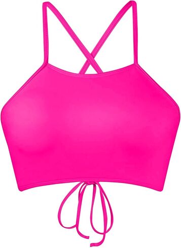 بدلة سباحة نسائية من Balasami برقبة عالية ومبطنة قابلة للإزالة وأربطة متقاطعة من الخلف بدلة استحمام بكيني علوية in Kuwait