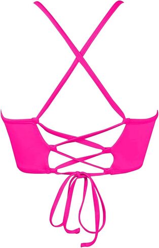 بدلة سباحة نسائية من Balasami برقبة عالية ومبطنة قابلة للإزالة وأربطة متقاطعة من الخلف بدلة استحمام بكيني علوية in Kuwait