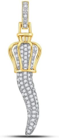 قلادة Diamond2Deal من الذهب الأصفر عيار 10 قيراط للرجال مرصعة بالألماس الإيطالي على شكل قرن 1/2 لون Cttw - وضوح G-H - I2 in Saudi Arabia