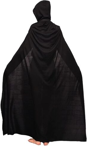 YLYGJGL للجنسين كامل الطول طويل مقنع عباءة الحياكة الرأس للبالغين مصاصي الدماء الساحرة القوطي الشيطان القراصنة مصاص دماء شيطان عيد الميلاد عيد الهالوين الدعائم الطرف اللباس الزي 55 بوصة كبير أسود in Kuwait