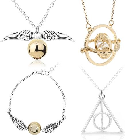 HJYZY 4pcs Spinning Hourglass Pendant Necklace Golden Asuka Pendant Necklace Bracelet Triangle Pendant Necklace The Best Gift for Fans in Saudi Arabia