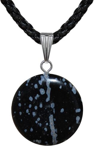 مجموعة Steampunkers USA Celestial - قرص دائري 20 مم كامل القمر - حجر السج ندفة الثلج، رمادي أسود - سلك قابل للتعديل - أسود in Kuwait