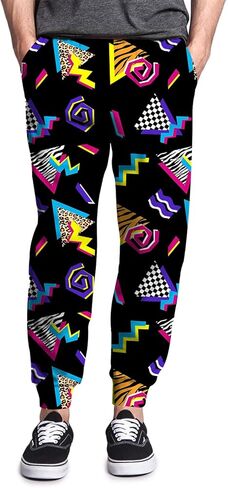 Htrewtreggregre بنطال رياضي رجالي مضحك من الثمانينيات، بنطال رياضي كاجوال برباط للجري مع جيوب، زي التسعينيات للرجال in Kuwait