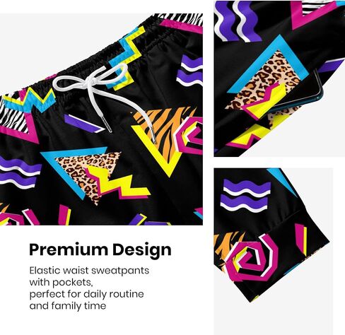 Htrewtreggregre بنطال رياضي رجالي مضحك من الثمانينيات، بنطال رياضي كاجوال برباط للجري مع جيوب، زي التسعينيات للرجال in Kuwait