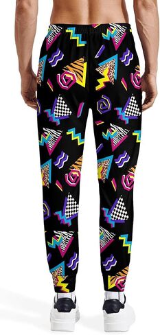 Htrewtreggregre بنطال رياضي رجالي مضحك من الثمانينيات، بنطال رياضي كاجوال برباط للجري مع جيوب، زي التسعينيات للرجال in Kuwait