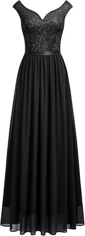 Miusol Women's Classy Deep V Neck Formal Evening Party Maxi Dress in Saudi Arabia