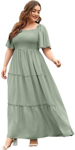 فستان Floerns نسائي قصير الأكمام بوهو مزين بالزهور على شكل حرف A فستان متوسط ​​الطول in Kuwait