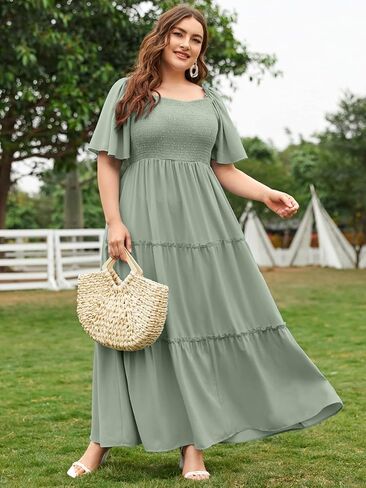 فستان Floerns نسائي قصير الأكمام بوهو مزين بالزهور على شكل حرف A فستان متوسط ​​الطول in Kuwait