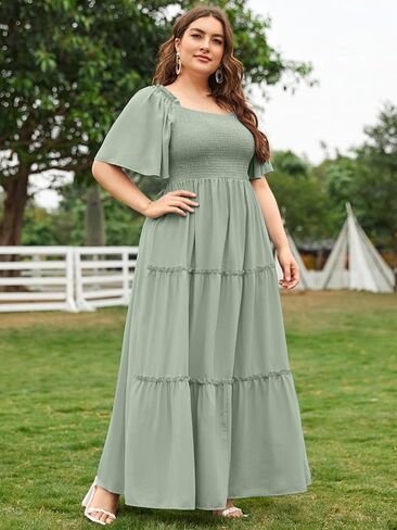 فستان Floerns نسائي قصير الأكمام بوهو مزين بالزهور على شكل حرف A فستان متوسط ​​الطول in Kuwait