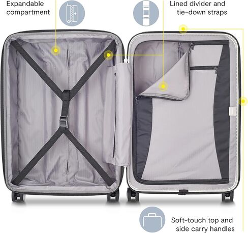 حقيبة ديلسي باريس تيتانيوم صلبة قابلة للتوسيع مع عجلات دوارة، أسود كرزي أحمر، يمكن حملها مقاس 21 بوصة in Kuwait