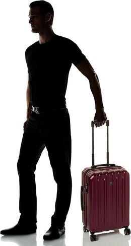 حقيبة ديلسي باريس تيتانيوم صلبة قابلة للتوسيع مع عجلات دوارة، أسود كرزي أحمر، يمكن حملها مقاس 21 بوصة in Kuwait