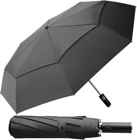 مظلة جولف مدمجة مقاس 62 بوصة للمطر والشمس - فتح وإغلاق تلقائي - مظلة كبيرة جدًا لشخصين - مظلة مزدوجة مقاومة للرياح in Kuwait