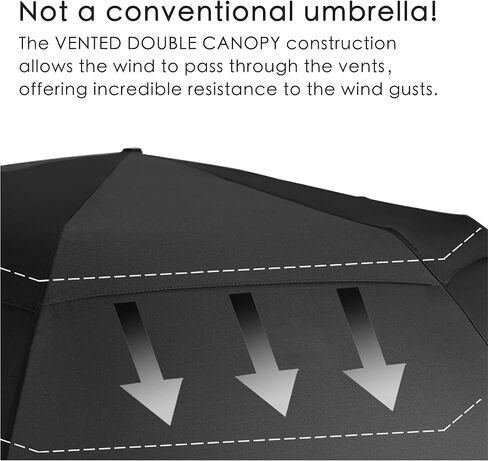 مظلة جولف مدمجة مقاس 62 بوصة للمطر والشمس - فتح وإغلاق تلقائي - مظلة كبيرة جدًا لشخصين - مظلة مزدوجة مقاومة للرياح in Kuwait