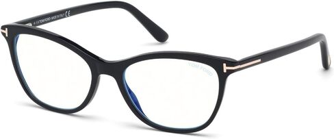 Eyeglasses Tom Ford FT 5636 -B 001 Shiny Black, Rose Gold/Blue Block Lenses in Saudi Arabia