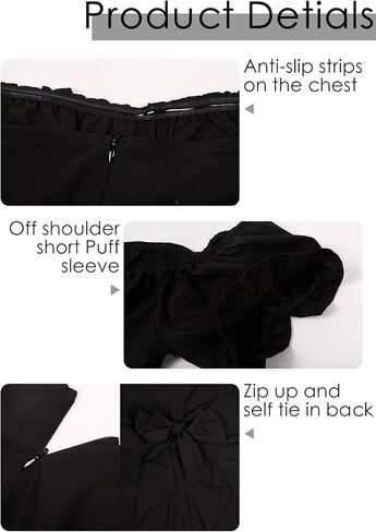 PrettyFirst Women Summer Boho off Shoulder Rompers Chiffon Lantern Short Sleeve Ruffle layer Back Tie Mini Shorts Jumpsuit in Kuwait