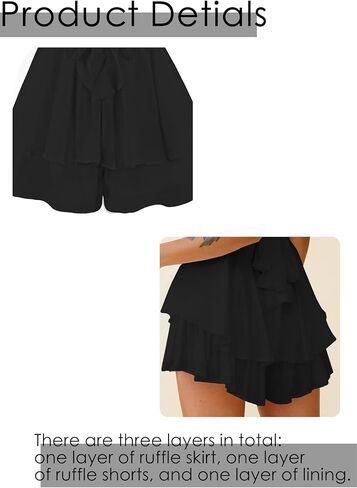 PrettyFirst Women Summer Boho off Shoulder Rompers Chiffon Lantern Short Sleeve Ruffle layer Back Tie Mini Shorts Jumpsuit in Kuwait