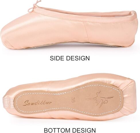 أحذية Soudittur Ballet Pointe للفتيات والنساء أحذية رقص من الساتان الوردي مع وسادات مخيطة مسبقًا لأصابع القدم (يرجى اختيار مقاس أكبر بدرجة واحدة) in Kuwait