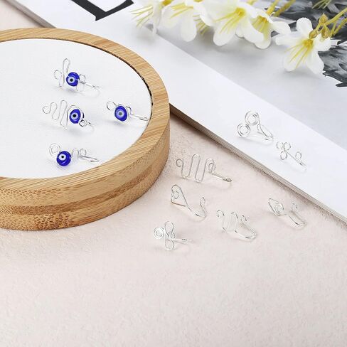 ZZHDCC 9-16pcs Multi-Style Adjustable Fake Nose Rings for Women Fake Nose Cuffs for Non Pierced Nose Heart Flower Butterfly Moon Star Clip on Fake Nose Ring Piercing in Kuwait