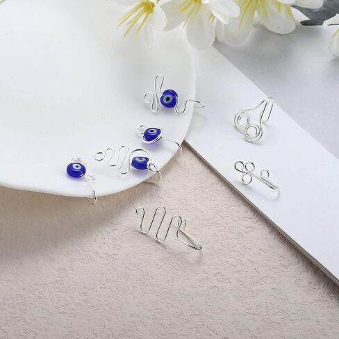 ZZHDCC 9-16pcs Multi-Style Adjustable Fake Nose Rings for Women Fake Nose Cuffs for Non Pierced Nose Heart Flower Butterfly Moon Star Clip on Fake Nose Ring Piercing in Kuwait