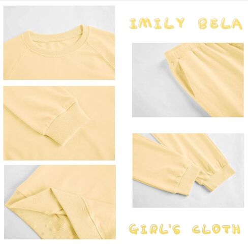 Imily Bela Kids Girls Sweatsuit Lounge sets Crewneck Sweatshirt Casual Drawstring Sweatpants with Pocket in Kuwait
