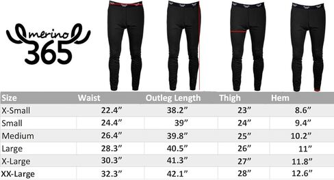 بنطال Merino 365 النحيف للرجال، 100% طبقة أساسية من ميرينو النيوزيلندية الحرارية in Kuwait