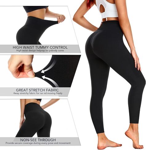Aoliks 1/3 Pack Leggings High Waisted for Women, Tummy Control Yoga Pants Soft Workout Running Legging in Kuwait